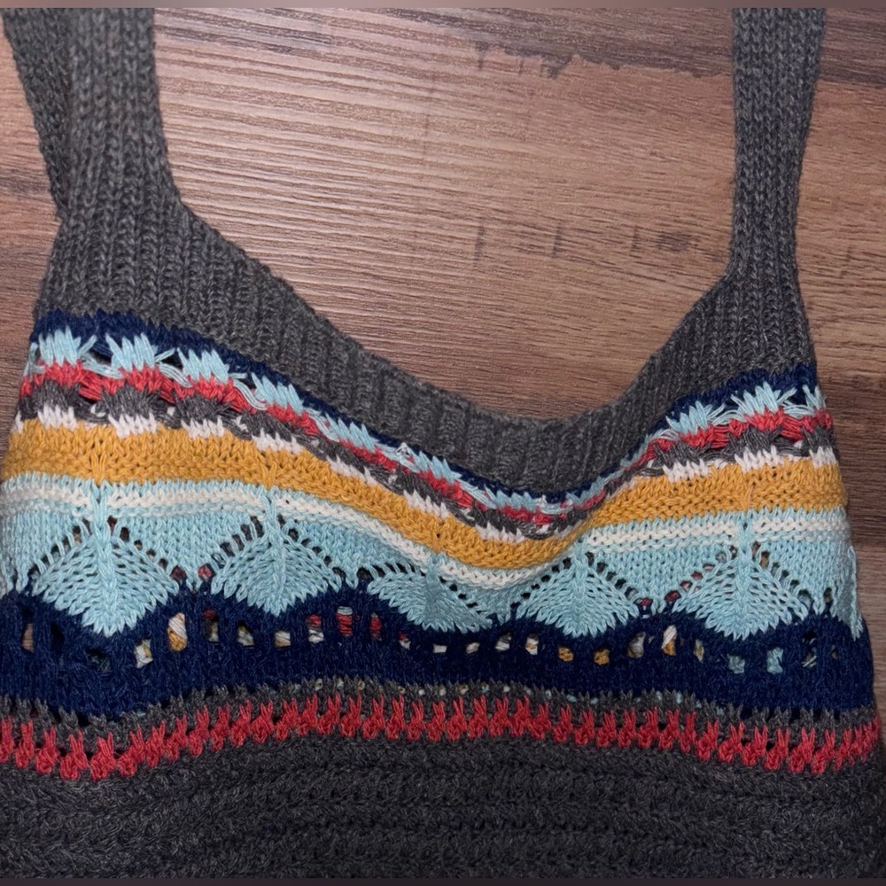 POL NWOT Crochet Multicolor Striped Square NeckTop - Picture 5 of 6